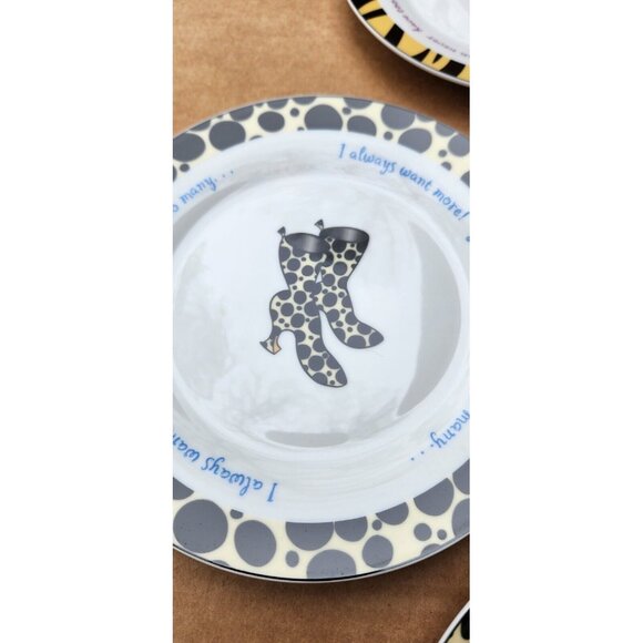 2004 Delphine Cubitt Salad Plates Tapas Appetizer Desert Shoe Boot Design Set 4 - Picture 6 of 14
